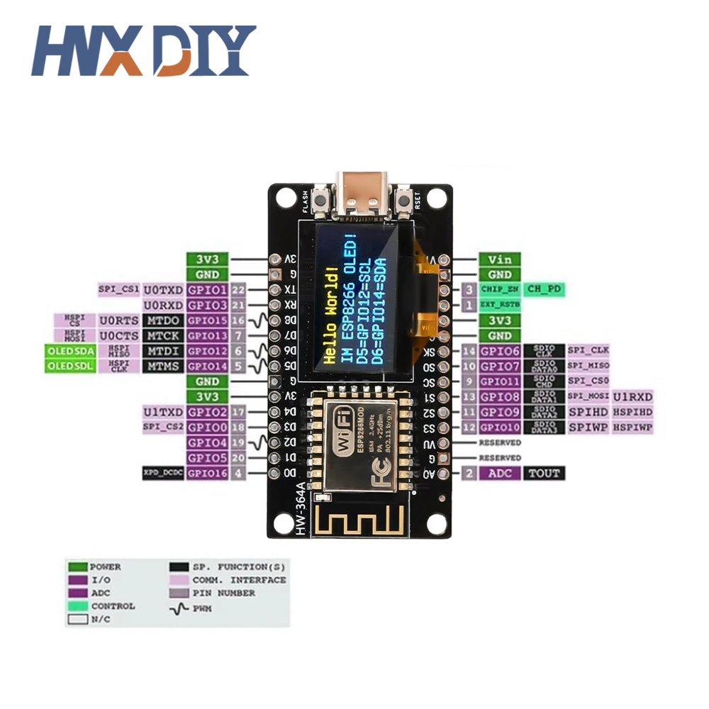 Nodemcu esp8266 v3 Entwicklungs board mit 0,96 Zoll oled Display ch340 – Bild 6