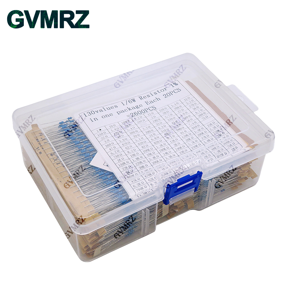1/4 W 1/8 W 1/2 W 1 W 2 W Metallschichtwiderstandssatz 130 Werte 0,125 W 0,25 W 0,5 W 1 %