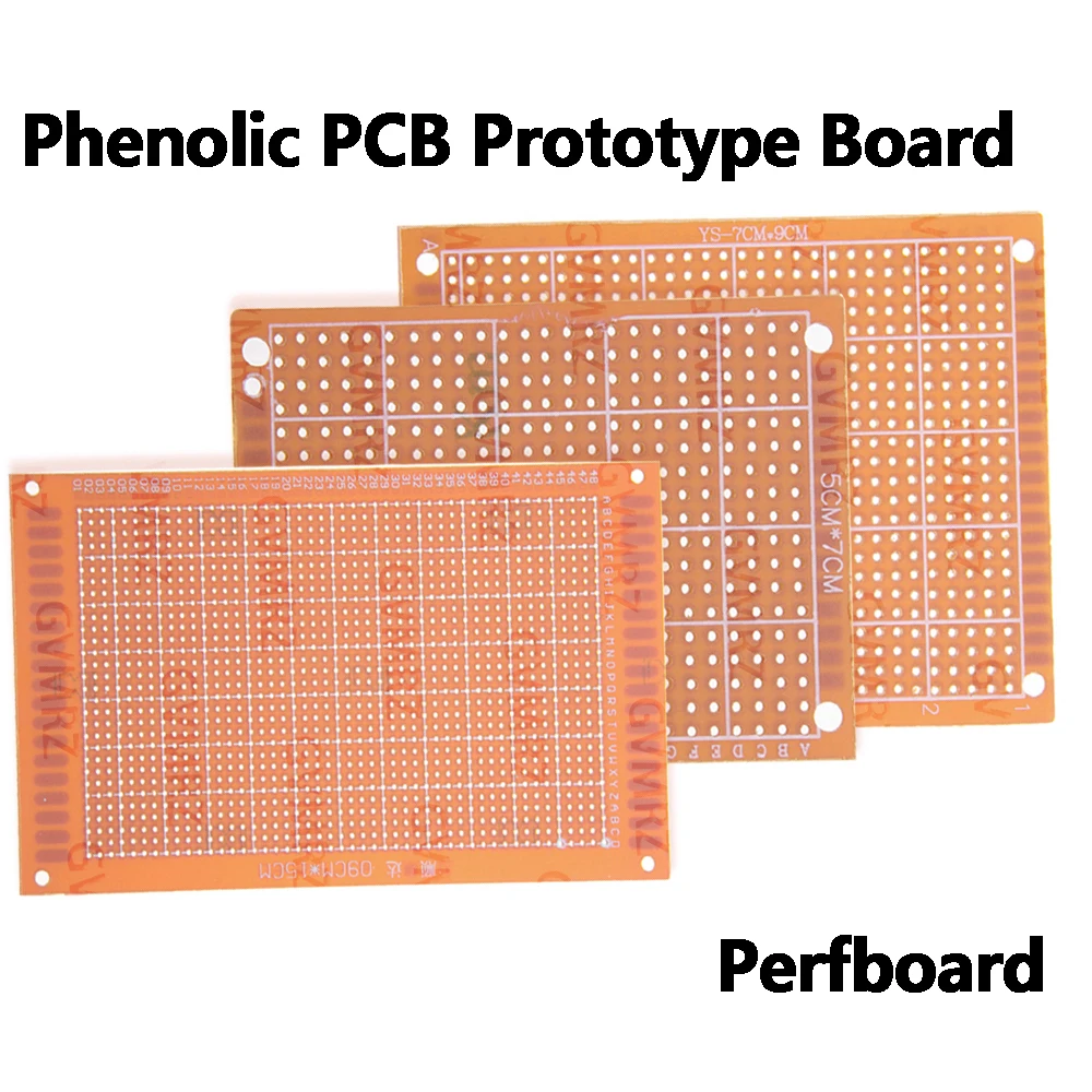 Phenol-PCB-Prototypplatine, universelle Durchsteckplatine für DIY-Elektronikprojekte, 9x15CM/7x9CM/5x7CM