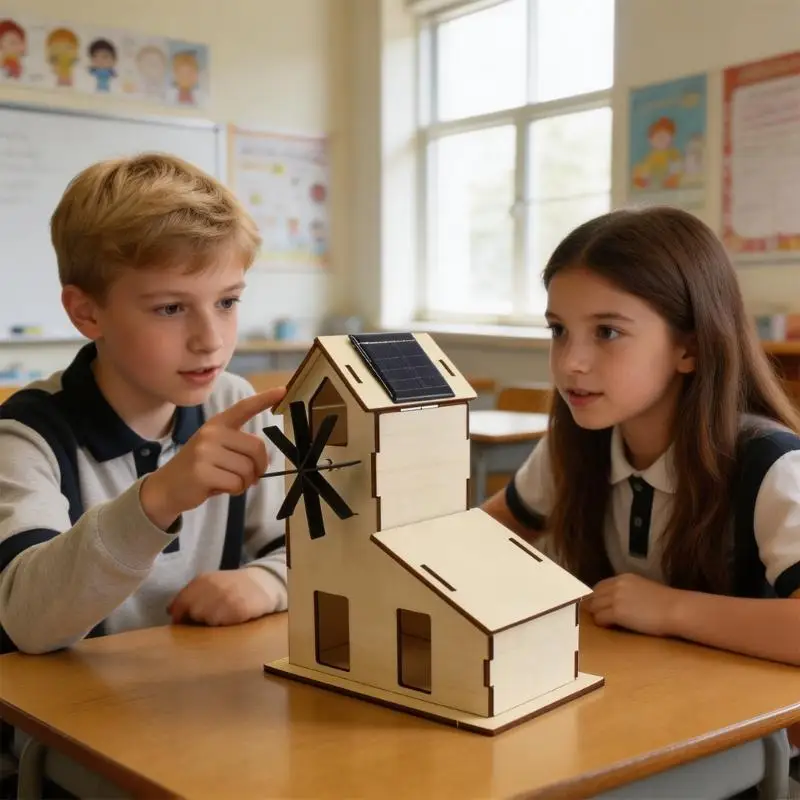 Solar Power Windmühle Holz Handwerk Kits Für Kinder Pädagogisches – Bild 5