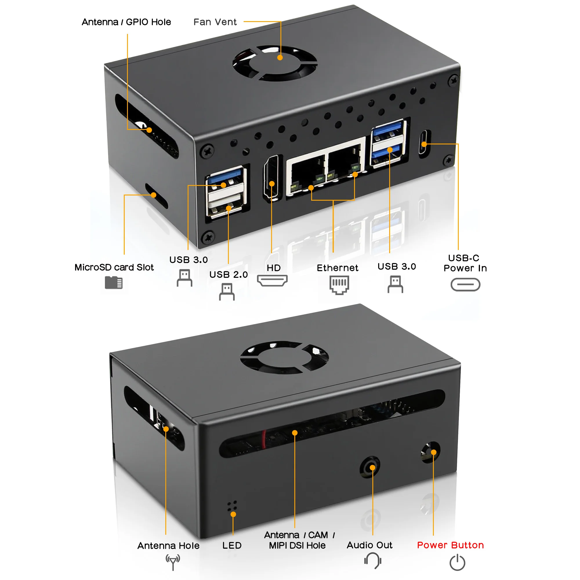 Geekbord Metallgehäuse für Orange Pi RV2 (N516) | mit Lüfter – Bild 3