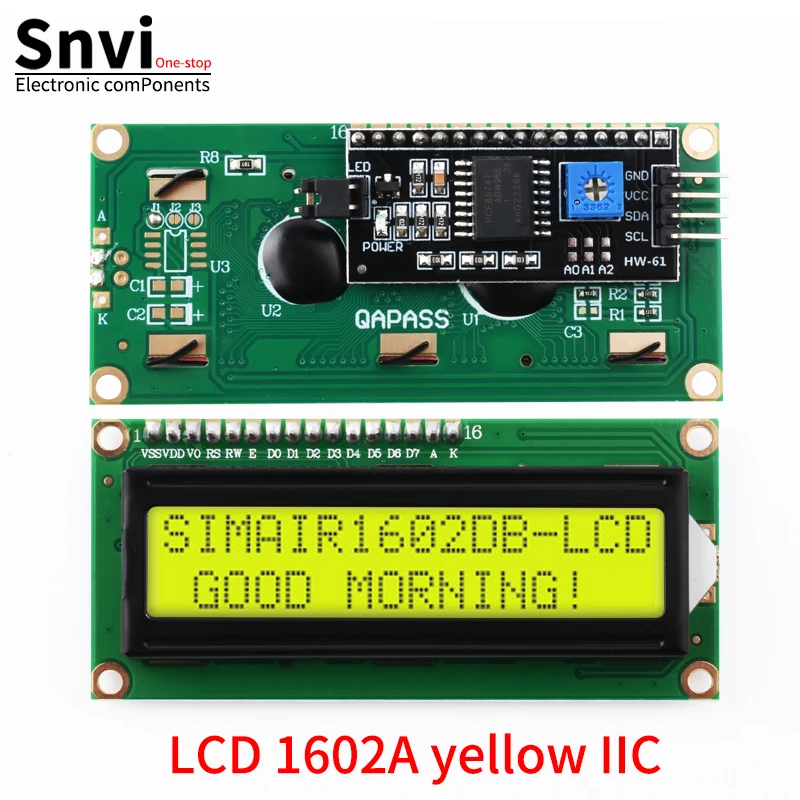 Snvi LCD1602 1602A LCD-Anzeigemodul 16x2 Zeichen Blau Gelb Grün Grau – Bild 5