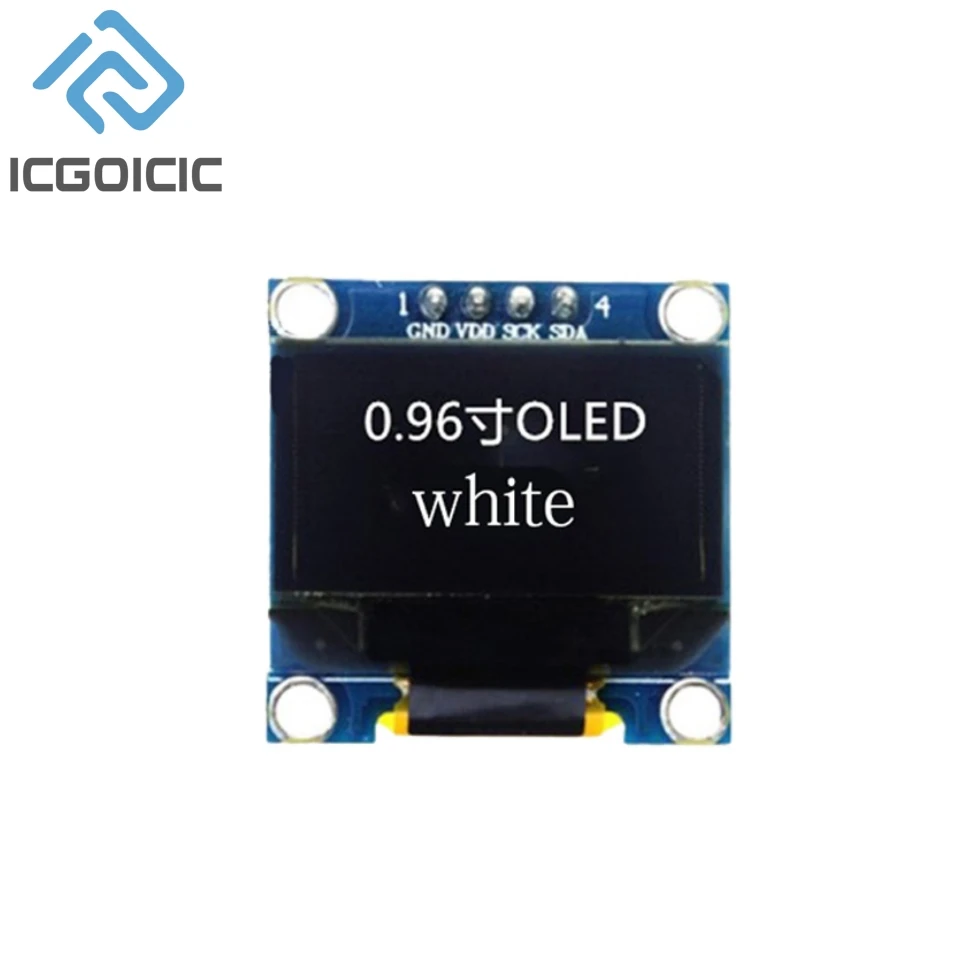0,96 Zoll OLED-Anzeigemodul 128 x 64 Pixel I2C SSD1306 leuchtende OLED-Bildschirmplatine kompatibel