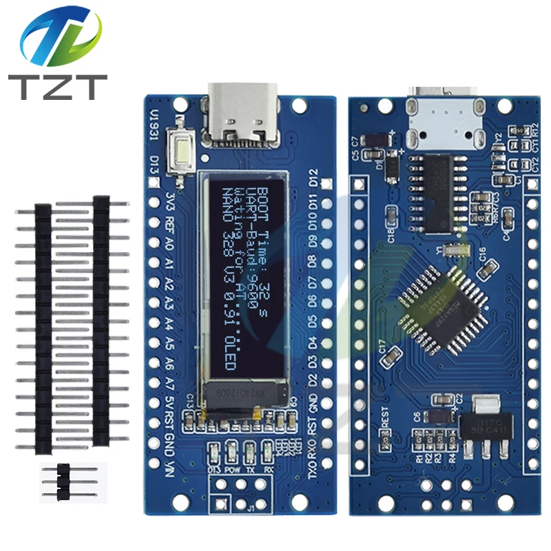 Nano V3.0 Atmega328P Ch340C Eingebautes 0,91-Zoll-OLED-Display – Bild 3