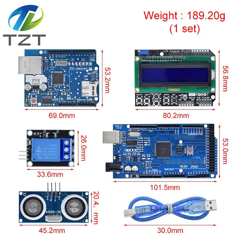 Mega 2560 r3 für Arduino KIT + HC-SR04 + Steckbrettkabel + Relaismodul – Bild 2