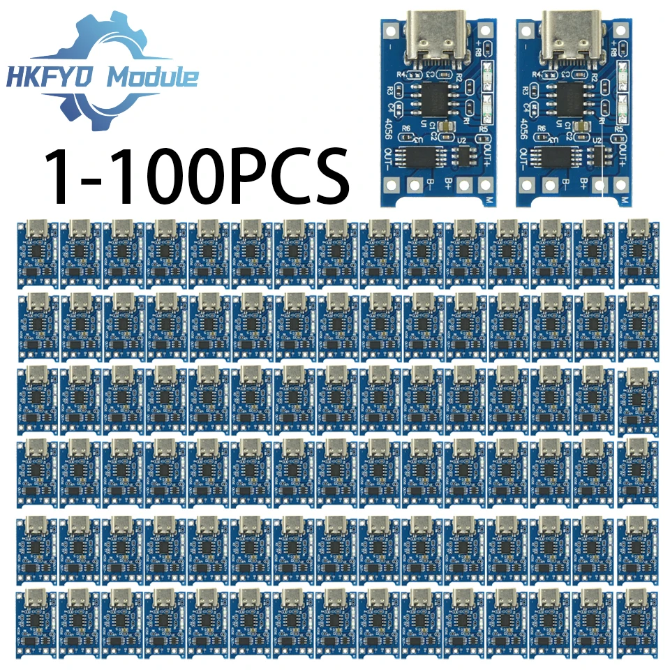 TP4056 Typ C 1 A Lithium-Batterie-Lademodul - 5 V für 18650 Li-Ion mit doppeltem Schutz, USB-C-Ladeplatine