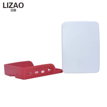 LIZAO Raspberry Pi 4 Modell B ABS-Gehäuse Klassisches Rot-Weißes Kunststoffgehäuse mit Lüfter & Kühlkörper-Set