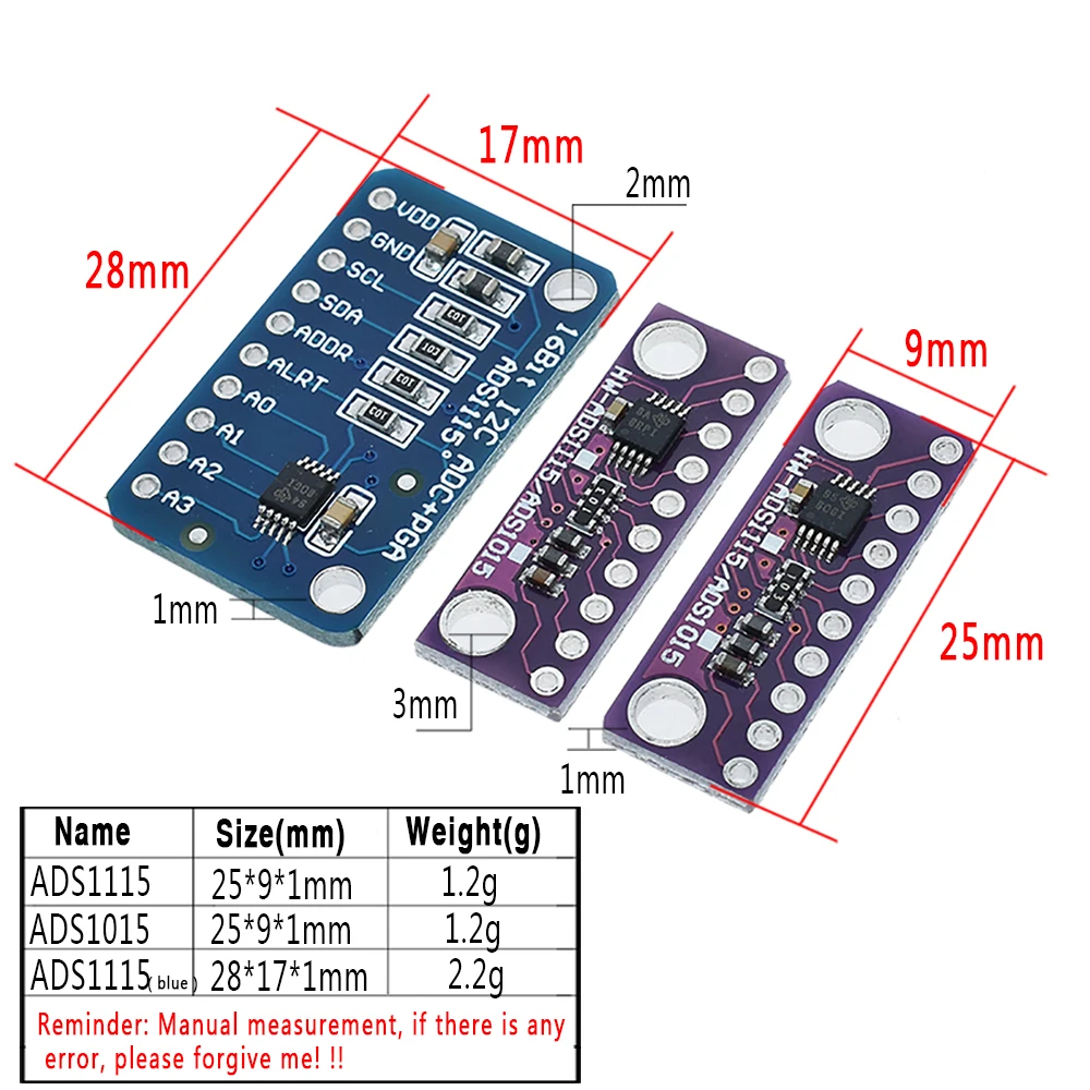 16 Bit I2C ADS1115 ADS1015 Modul ADC 4 Kanal mit Pro Gain Verstärker – Bild 2