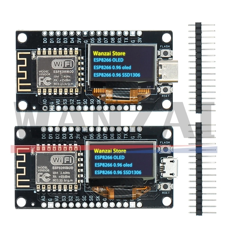 NodeMCU ESP8266 Entwicklungsboard mit 0,96 Zoll OLED-Display CH340G ESP-12F WiFi-Modul TYPE-C USB