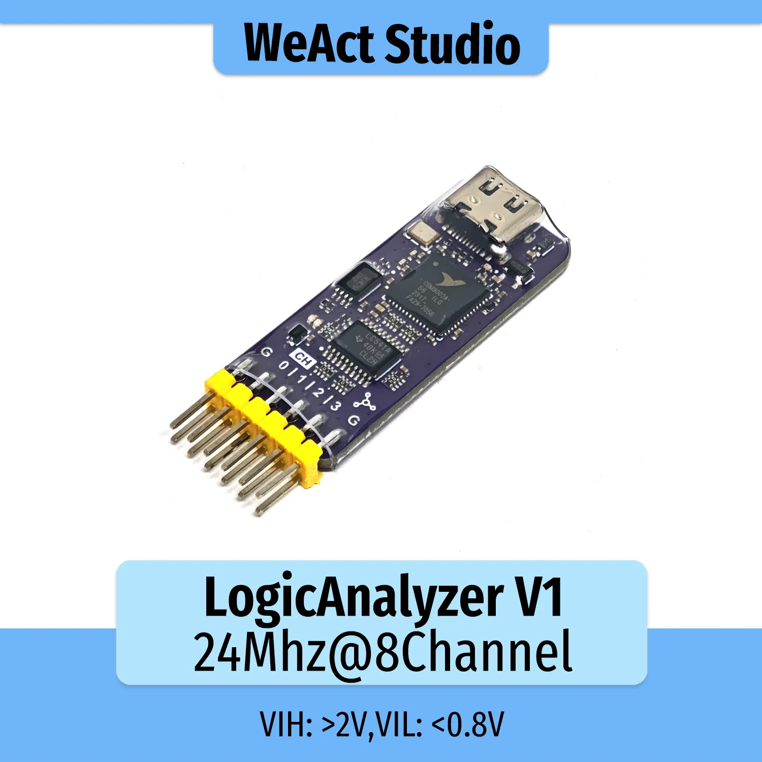 WeAct LogicAnalyzer V1 Mini USB Logikanalysator 24MHz 8CH 8-Kanal Digitaler Logikanalysator Eingebettetes