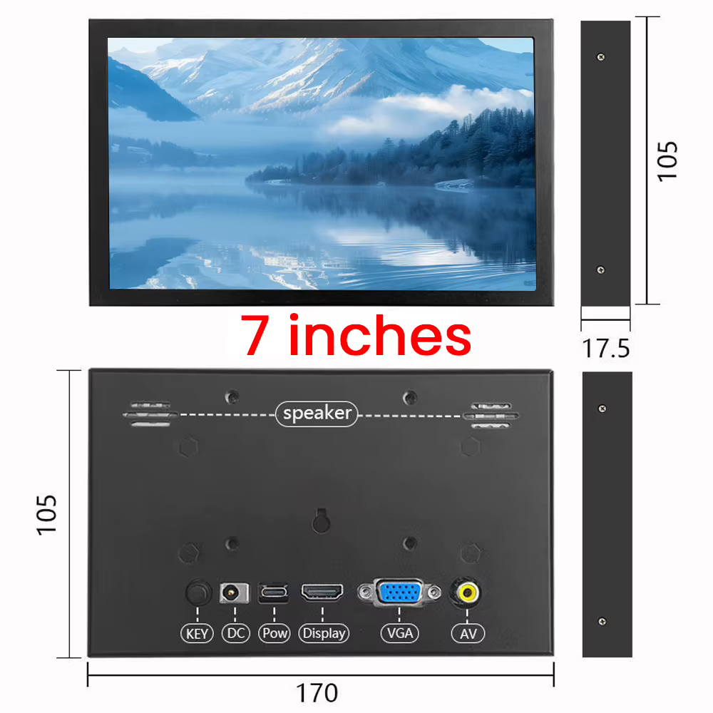 10,1-Zoll-LCD-Display für Raspberry Pi HD 1024 * 600 HDMI VGA AV USB-Schnittstelle 7-Zoll-LCD-Bildschirm