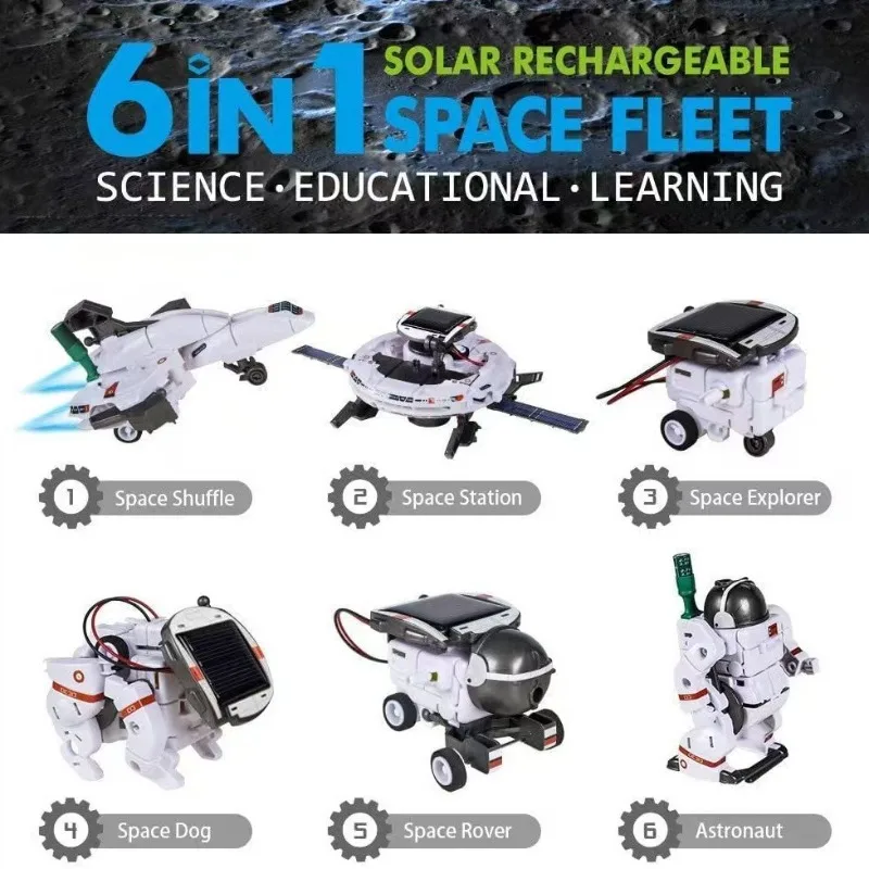 6-in-1 solarbetriebenes STEM-Roboter-Set, DIY, pädagogisches wissenschaftliches Experiment, Gebäudespielzeug
