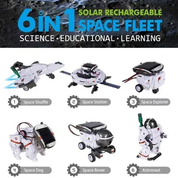6-in-1 solarbetriebenes STEM-Roboter-Set, DIY, pädagogisches wissenschaftliches Experiment, Gebäudespielzeug