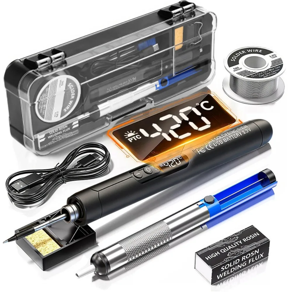 USB-Aufladbares Elektrisches Lötkolben-Set mit LCD-Display, Einstellbarer Temperatur und 5 Temperaturstufen