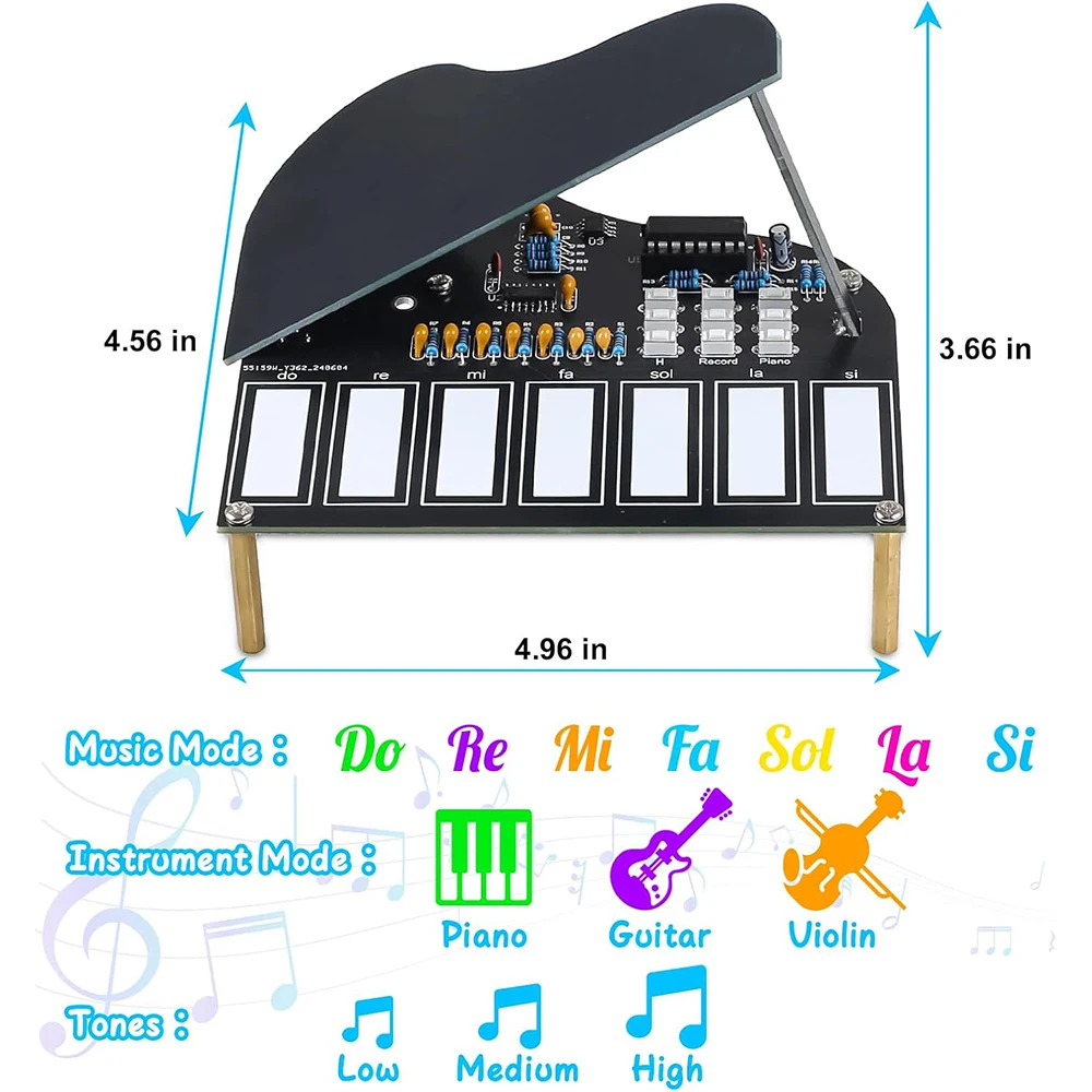 DIY-Lötübungsset, 7-Tasten, Mini-Klavier, Violine, Gitarre – Bild 5