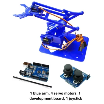 SG90 (90-180 ° Servo-Roboterarm-Kit, enthält 4 Servos, 1 Entwicklungsboard, 1 Joystick-Modul und eine vollständige Arm-Baugruppe