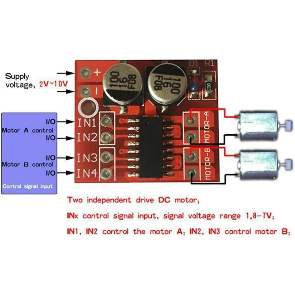 Mini L298N Motortreiber-Modul 1,5A Dual H-Brücke 2V-10V PWM – Bild 2