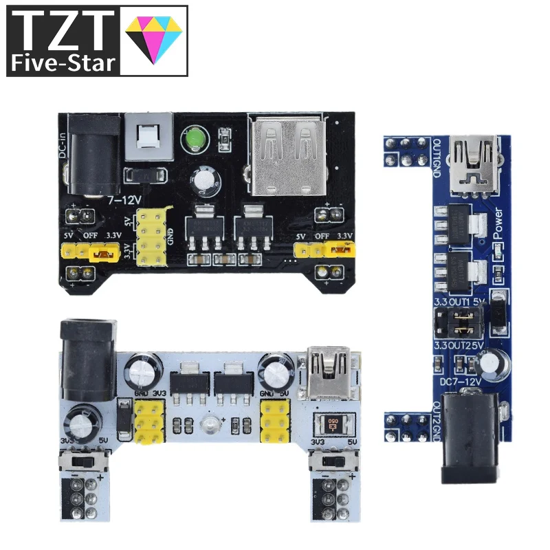 MB102 Breadboard-Stromversorgungsmodul / MB102 weißes Breadboard-dediziertes Leistungsmodul 2-Wege 3,3 V 5 V