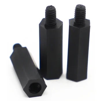 M2 M2,5 M3 M4*L+6mm Schwarzer Nylon-Abstandshalter Stecker auf Buchse Isolierter adiabatischer