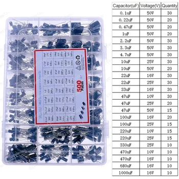 Aluminium-Elektrolytkondensatoren-Sortiment-Set 16V 25V 35V 50V 100V 400V 1uF -1000uF