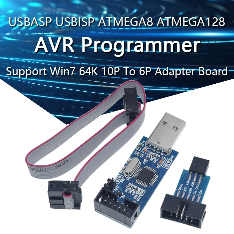 USBASP USBISP AVR Programmierer USB ISP USB ASP ATMEGA8 ATMEGA128 Unterstützung Win7 64K 10Pin zu 6 Pin