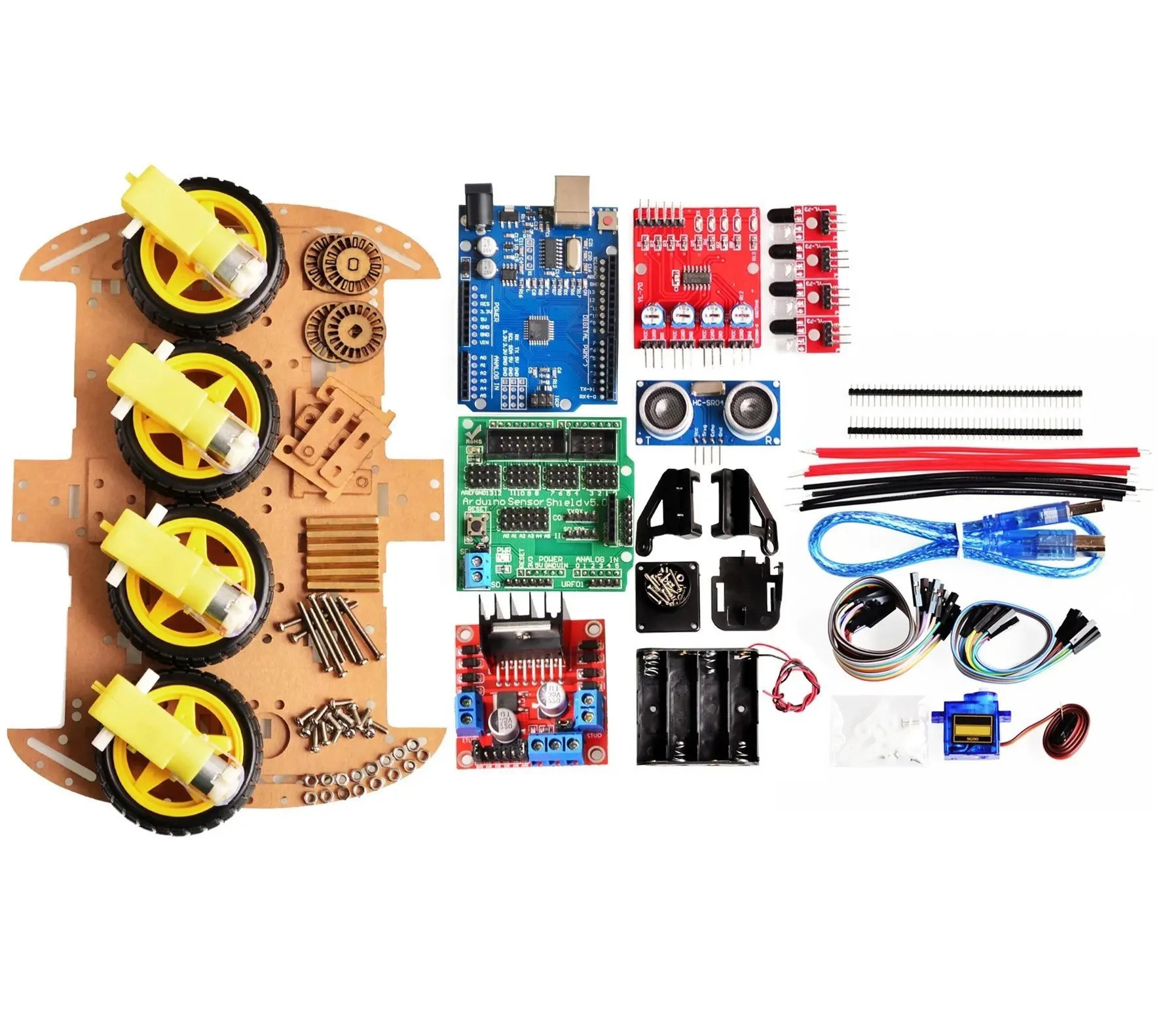 Motor Smart Roboter Auto Chassis Kit Geschwindigkeit Encoder Batterie Box 2WD 4WD Für Arduino