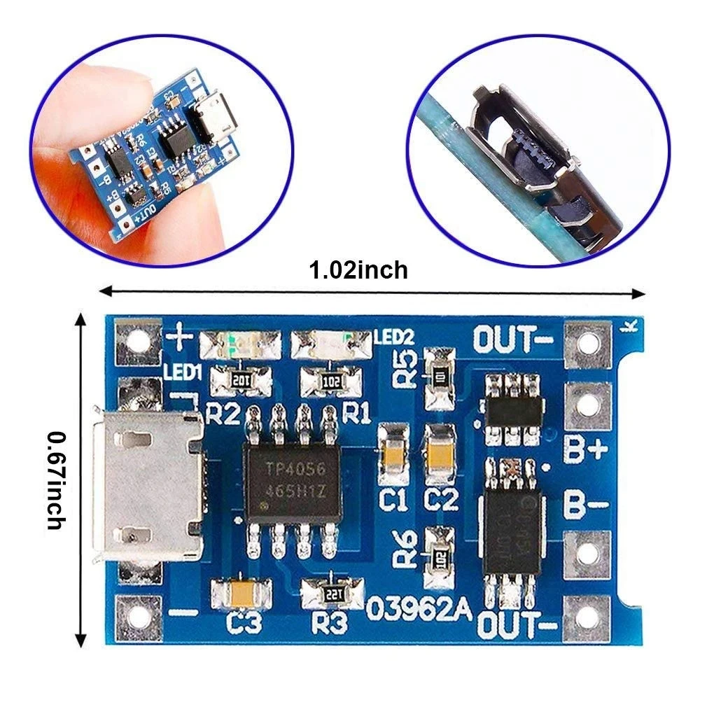 5V 1A Micro/Typ-c/Mini 18650 TP4056 Lithium-Batterie Ladegerät Modul – Bild 3