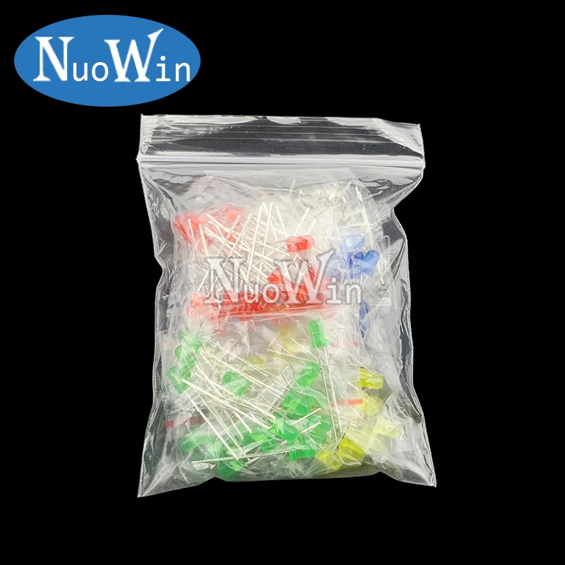 3 mm 5 mm LED-Dioden-Sortiment-Set, Weiß, Grün, Rot, Blau, Gelb – Bild 6