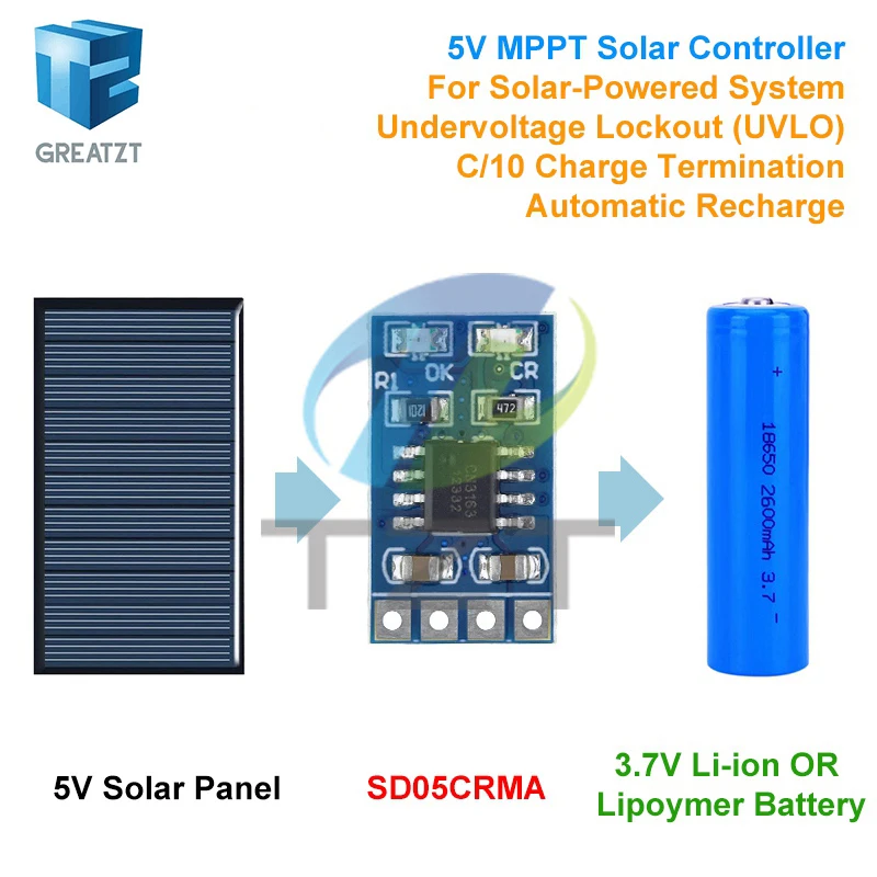 MPPT Solarladeregler 1 A 4,2 V 3,7 V 18650 LiPo Li-Ion Lithium – Bild 2