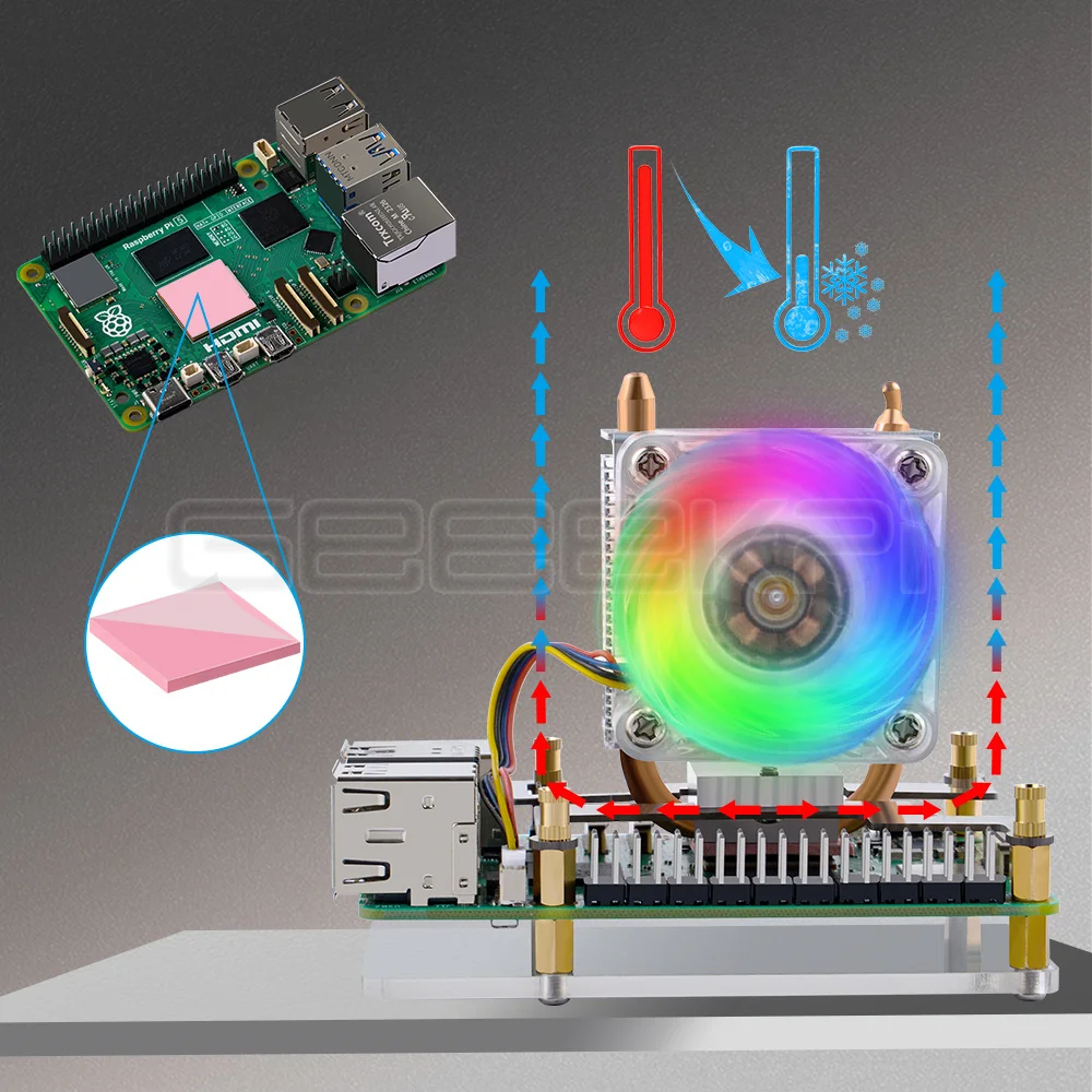 GeeekPi Raspberry Pi 5-Kühler Raspberry Pi 5 ICE-Tower-Kühler CPU RGB – Bild 3