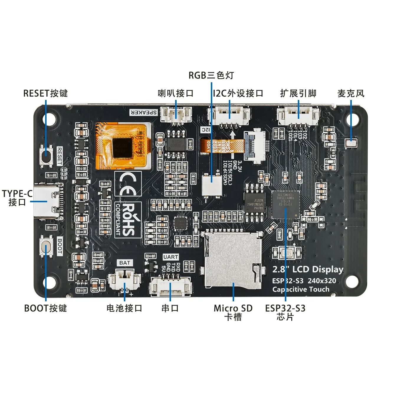 ESP32-S3 Entwicklungsboard mit 2,8-Zoll-Touchscreen – Bild 4