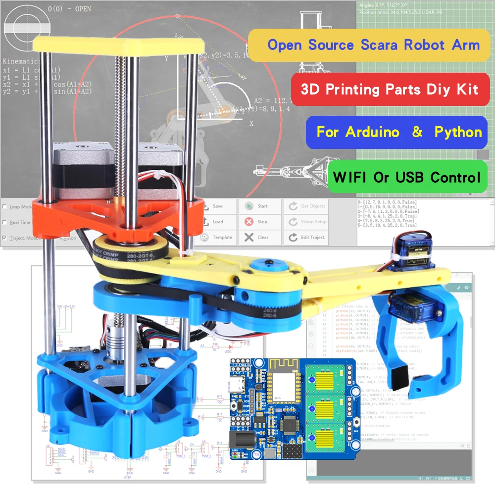 Multi Axis Scara Robot Arm 3D-Druck Manipulator Modell für UNO Zero Robot DIY Kit mit Schrittmotor Klaue