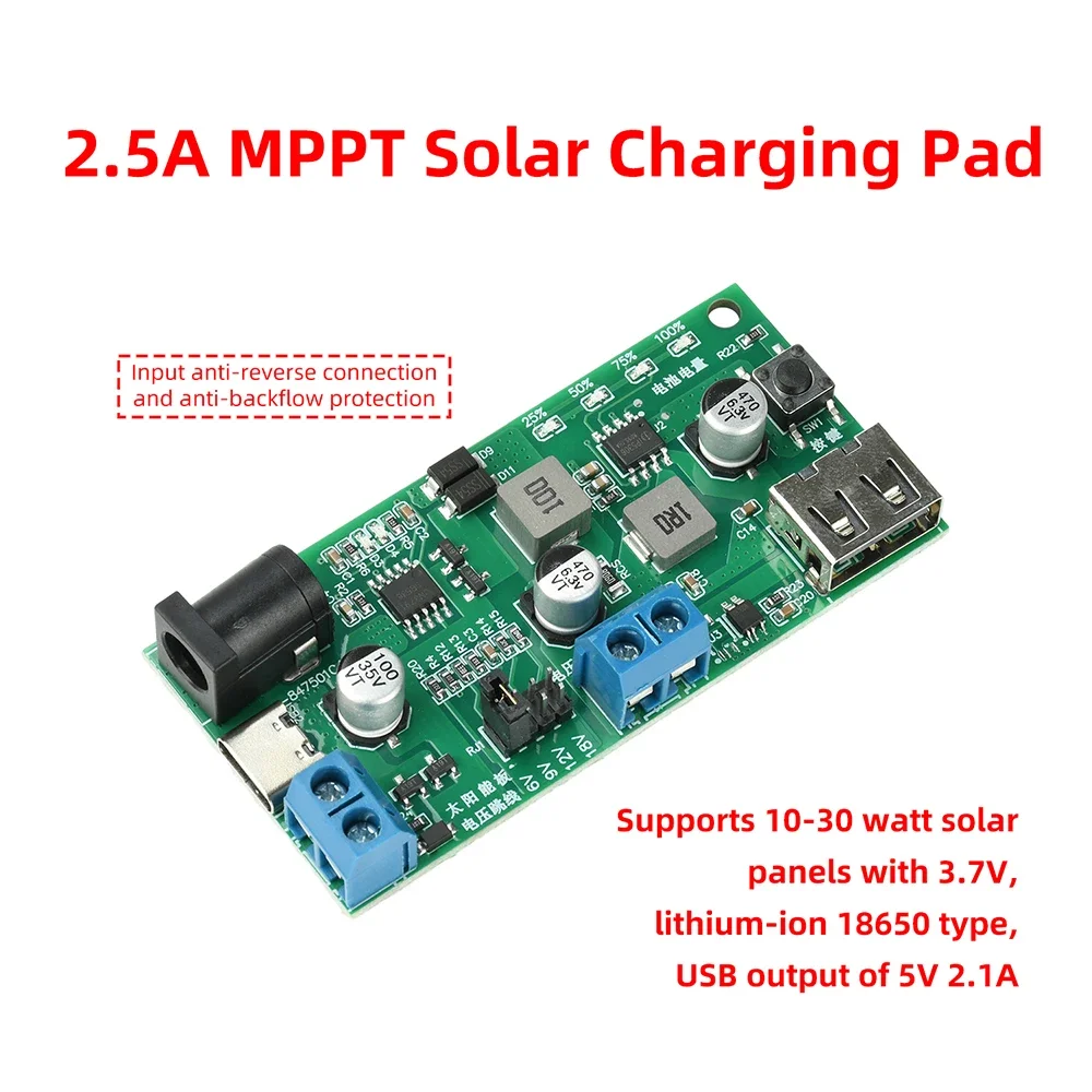 MPPT Solar-Ladereglerplatine DC5-18V 2.5A Solarpanel-Reglermodul Typ-C – Bild 2