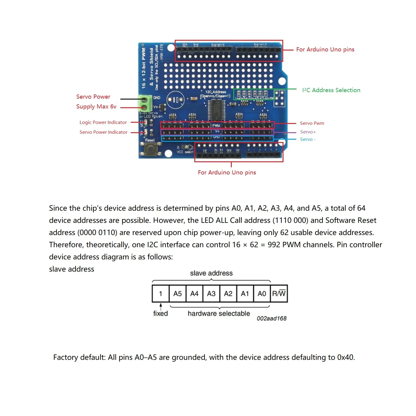 PCA9685 16-Kanal 12-bit PWM PCA9685 Servo Treiber Shield Board -I2C – Bild 3