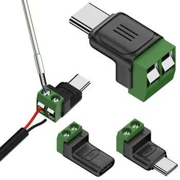 Lötfreier Stecker USB C auf 2Pin Terminal Adapter Typ-C auf 2 Pin Schraube Crimp Terminal Block Grün 5V