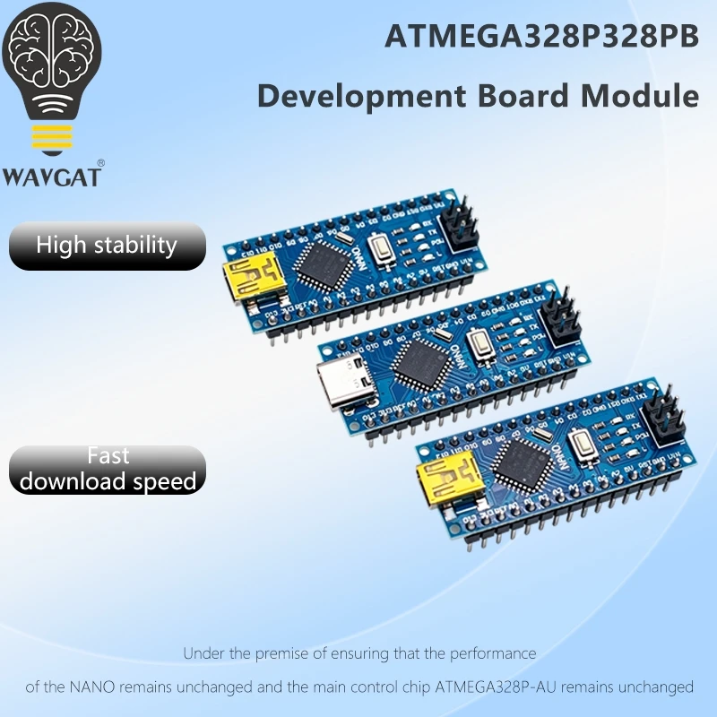 WAVGAT Nano V3.0 ATMEGA328P Entwicklungsboard, CH340/FT232 Verbesserte Version, Kompatibel