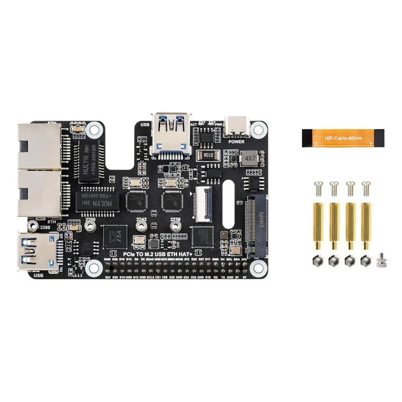AAAEL-Für Raspberry Pi 5 Erweiterungskarte Pcie zu M.2 USB ETH HAT+ – Bild 2