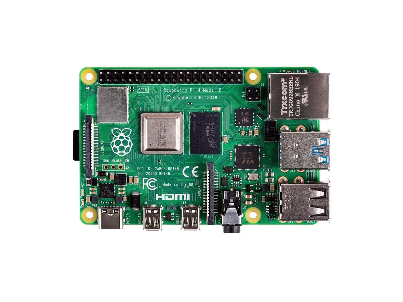 Raspberry Pi 4 Computer Modell B, Einplatinen-Computer zum Aufbau