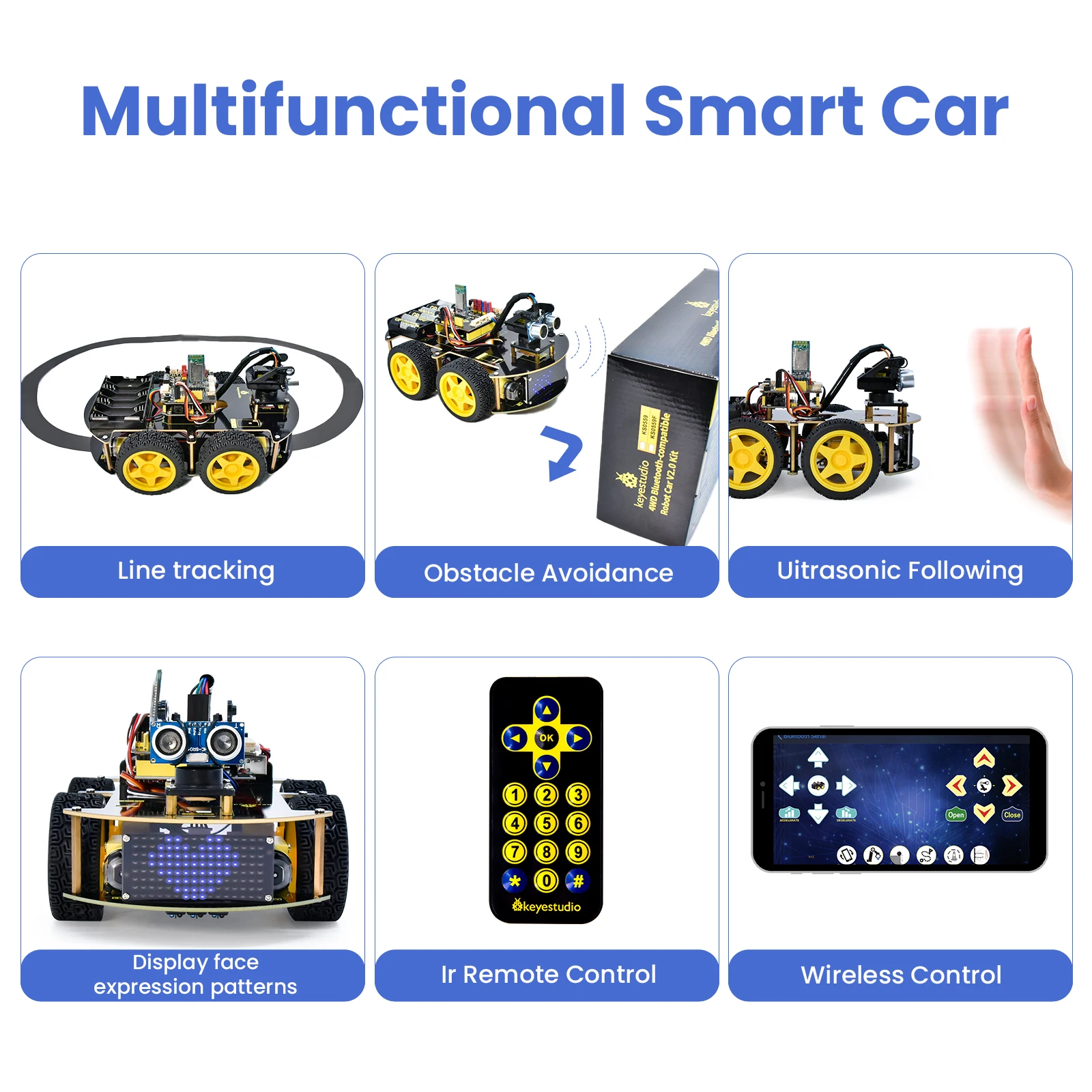Keyestudio 4WD Multi BT Smart Car für Arduino Kit Roboter Verbesserte – Bild 5