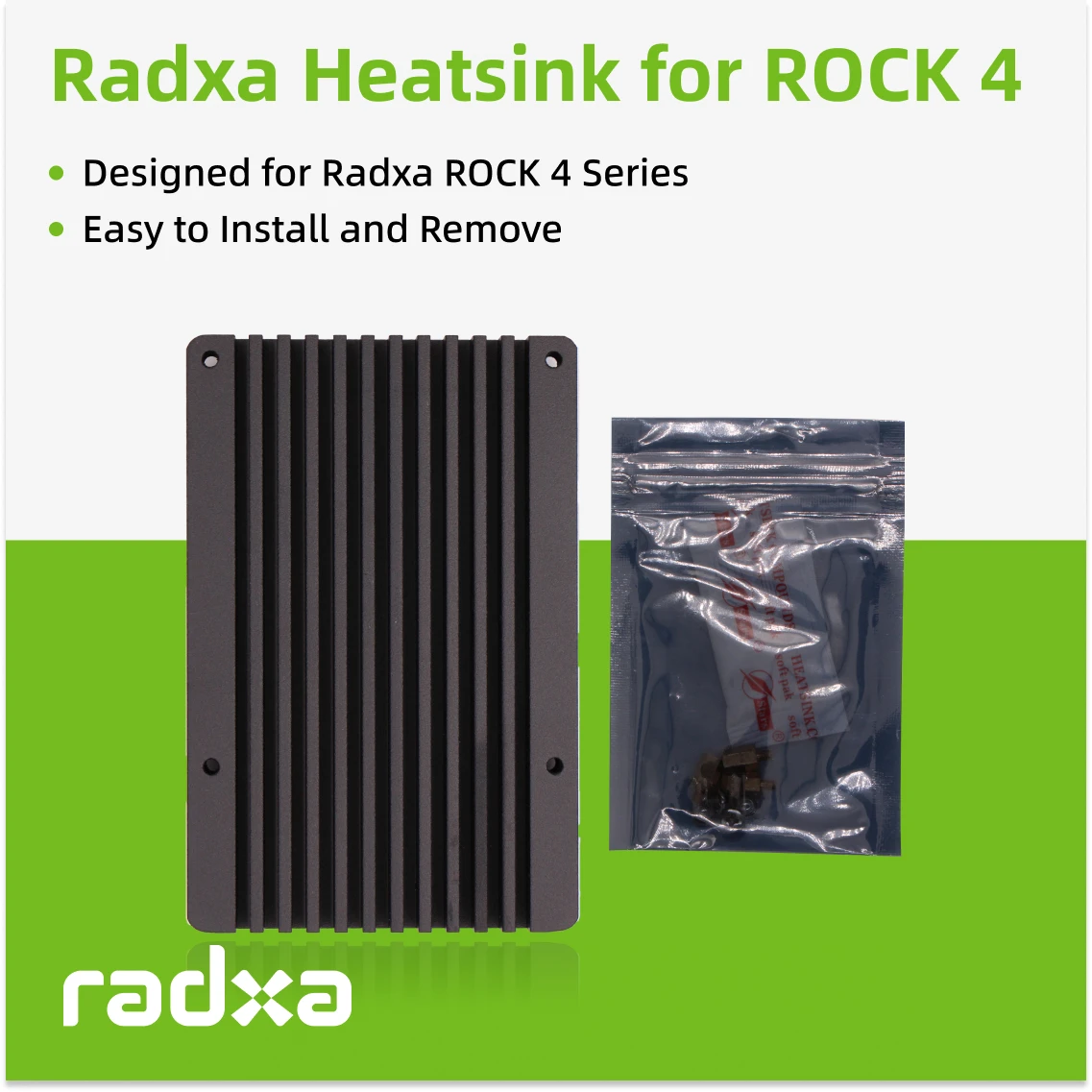 Kühlkörper für ROCK 4, entworfen für Radxa ROCK 4-Serie, einfach zu installieren und zu entfernen