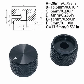 Tragbarer 20 x 15,5 mm Drehknopf aus massiver Aluminiumlegierung für Lautstärkeregler und Potentiometer
