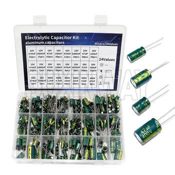 Elektrolytkondensator-Kit, Hochfrequenz-Sortiment, 10 V, 16 V, 25 V, 35 V, 50 V, 400 V, 10 uf, 100 uf, 470 uf