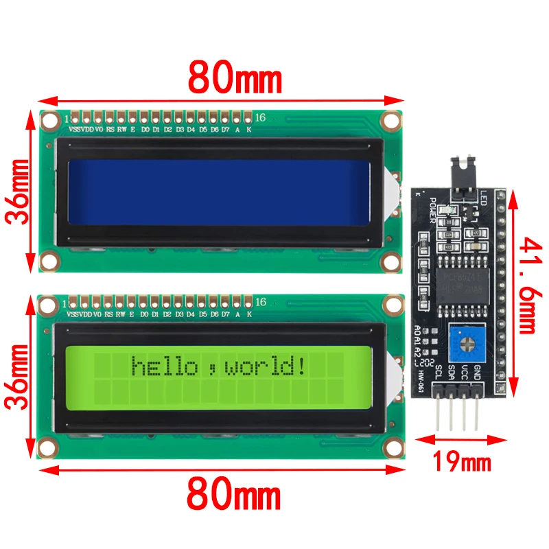 LCD-Modul Blau Grüner Bildschirm IIC/I2C 1602 für Arduino 1602 LCD UNO – Bild 2