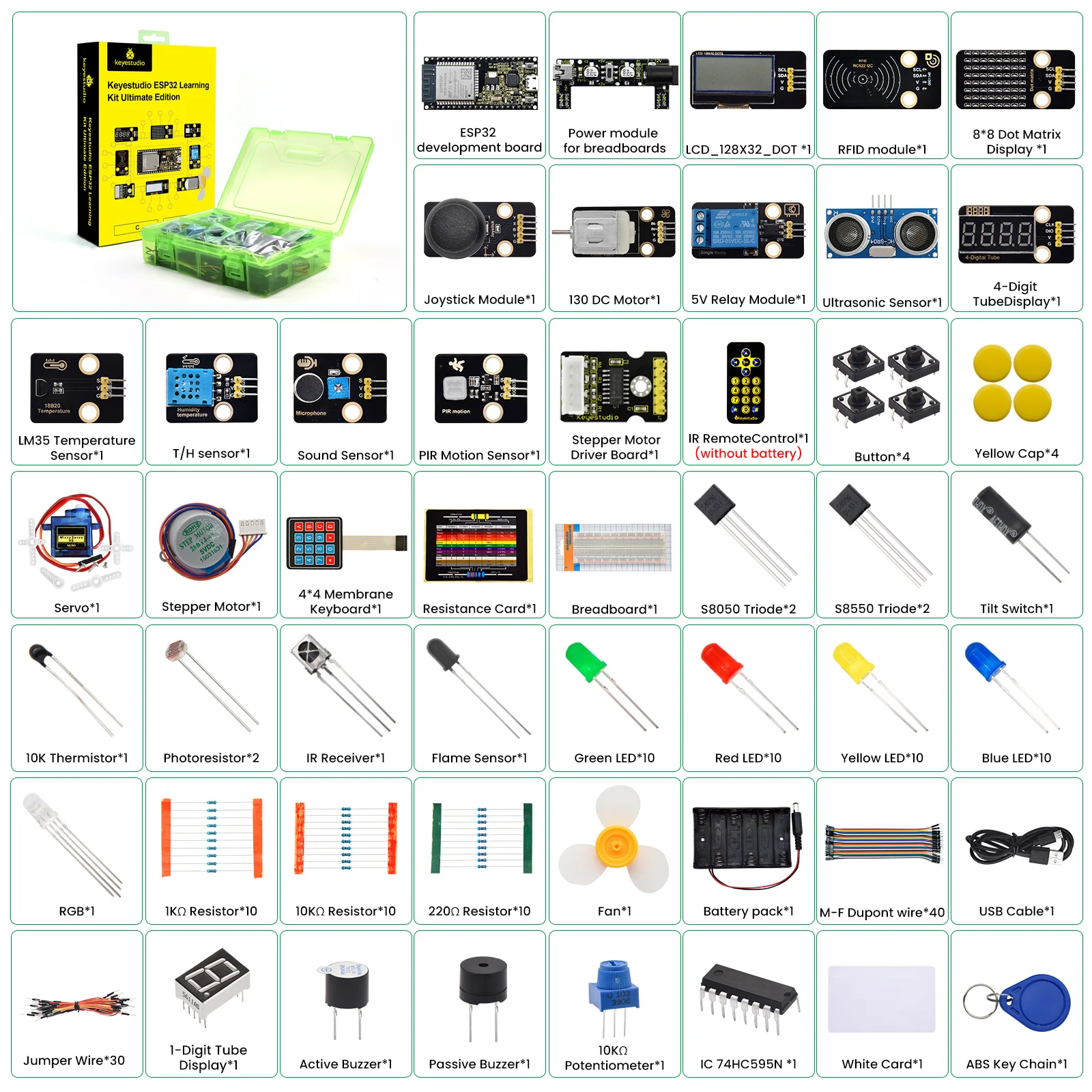 KEYESTUDIO ESP32 Basic Learning Kit Elektronische Komponenten Sensoren – Bild 6