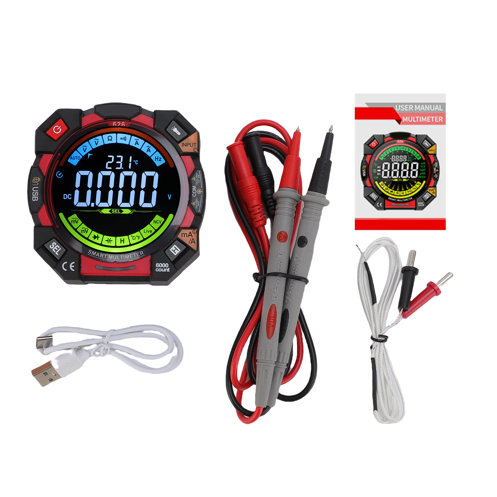 Digitalmultimeter 6000 Counts NCV-Spannungsprüfer mit VA-LCD-Datenhaltung mit Hintergrundbeleuchtung