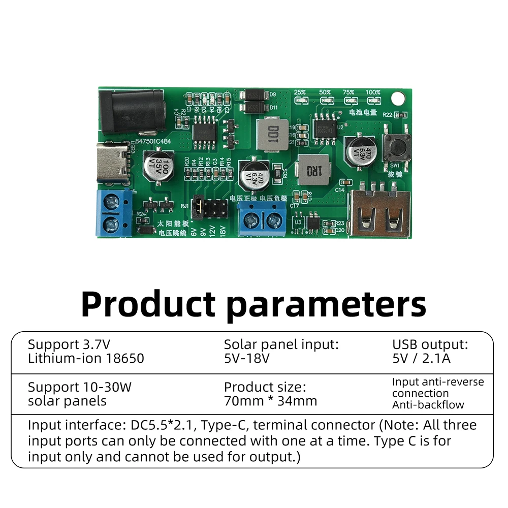 2,5A MPPT Solar-Laderegler-Modul mit 5V/2,1A USB-Ausgang für 3,7V – Bild 5