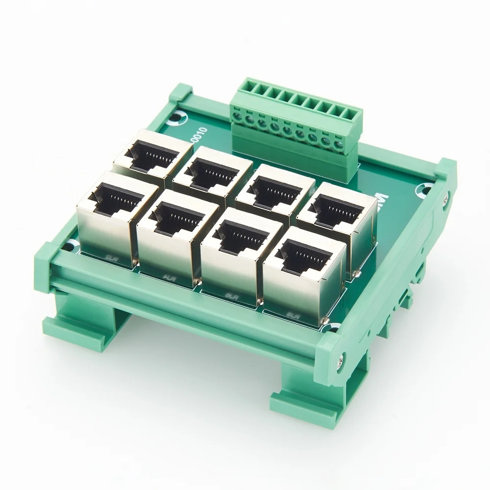 DIN-Schienen-8-Wege-RJ45-Ethernet-zu-Schraubklemmenblock-Breakout-Board-Adapter für industrielle