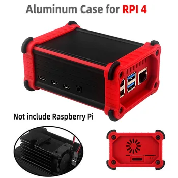 Raspberry Pi 4, Aluminiumgehäuse mit Lüfter, Kühlkörper, aktiver Kühler, Anti-Fall-Schutzbox, Gehäuse für Pi 4