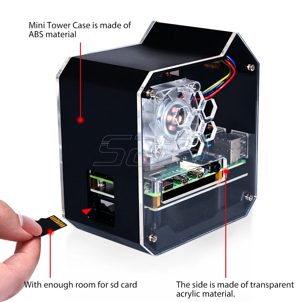 52pi Raspberry Pi 4 Modell b abs Mini Tower Nas Kit mit Eisturm 0,96 – Bild 3