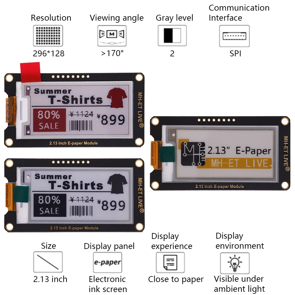 2.13 "2,13 Inch Epaper Modul E-papier E-Tinte EInk Display Bildschirm – Bild 4